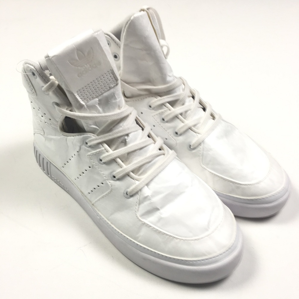 Adidas White Running Sneakers White Tubular 7.5 8 - Picture 3 of 7